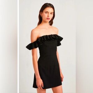 French Connection Black Ruffle Mini Dress